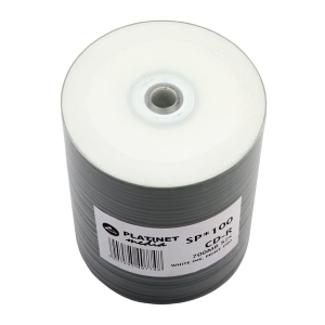 PLATINET CD-R 700MB 52X WHITE FULL INKJET PRINTABLE WIDE METAL SPUTTERING SP*100  [41011]