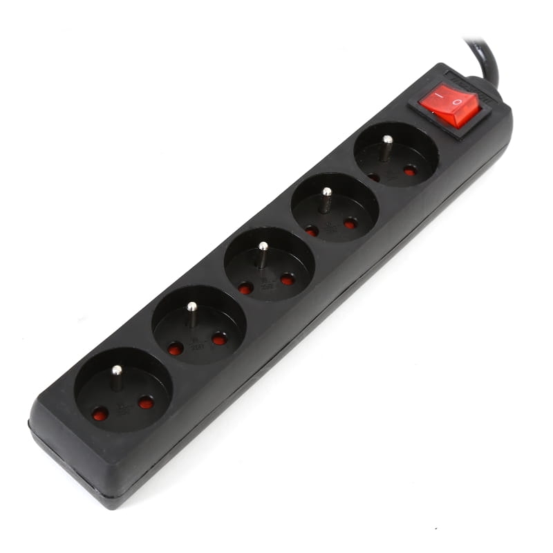 OMEGA LISTWA ZASILAJĄCA 1.5M 16A 5 SOCKET TYPE E FRENCH BLACK [41105]