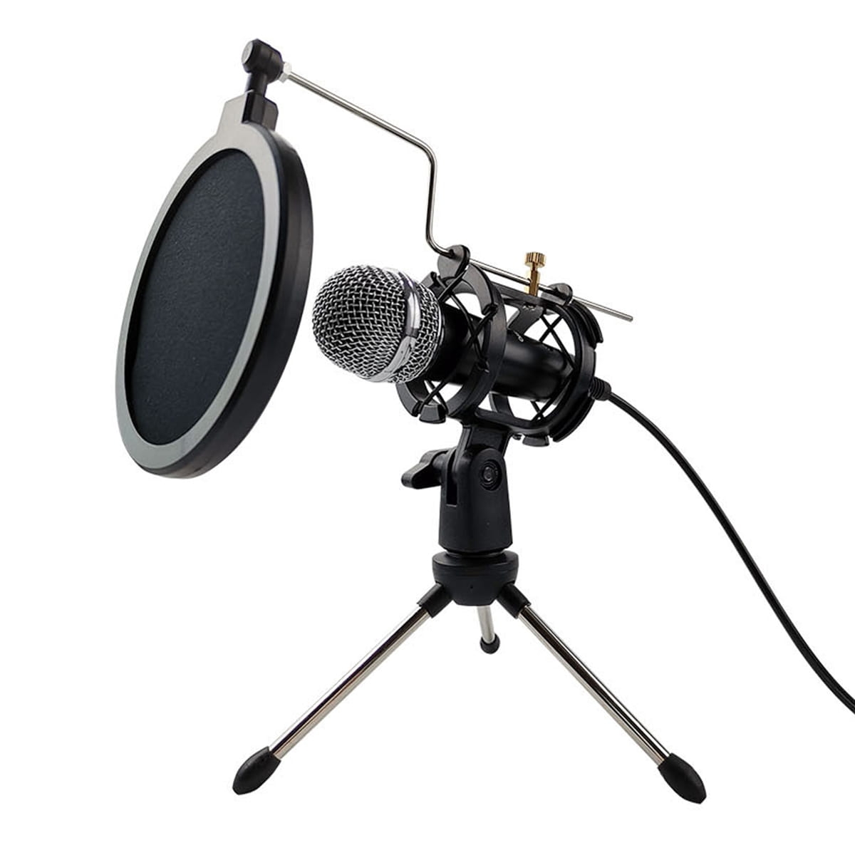VARR GAMING MICROPHONE SCENIC JACK 3.5MM BLACK + POP FILTER + SHOCK BASKET+ TRIPOD+ ADAPTER