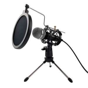 VARR GAMING MICROPHONE SCENIC JACK 3.5MM BLACK + POP FILTER + SHOCK BASKET + TRIPOD + ADAPTER