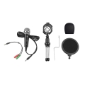 VARR GAMING MICROPHONE SCENIC JACK 3.5MM BLACK + POP FILTER + SHOCK BASKET+ TRIPOD+ ADAPTER