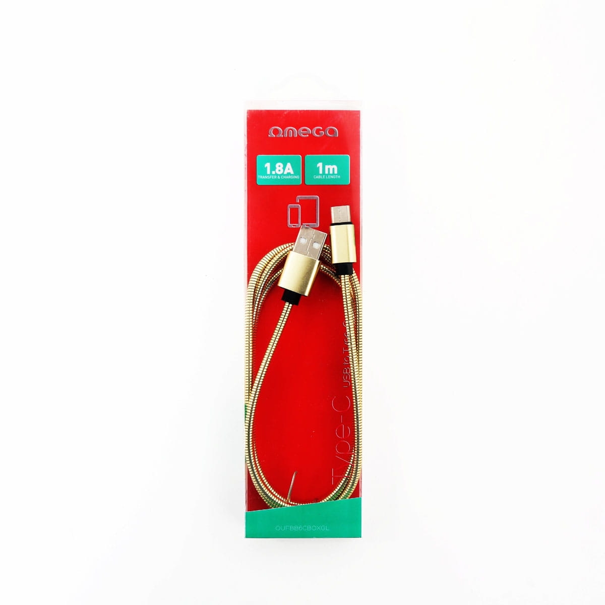 OMEGA  METAL CABLE LIGHTNING TO USB 1.8A 1M GOLD [44213]
