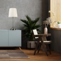 PLATINET TABLE LAMP LAMPA STOŁOWA BRONZE BASE, WHITE SHADE, H48 [45688]