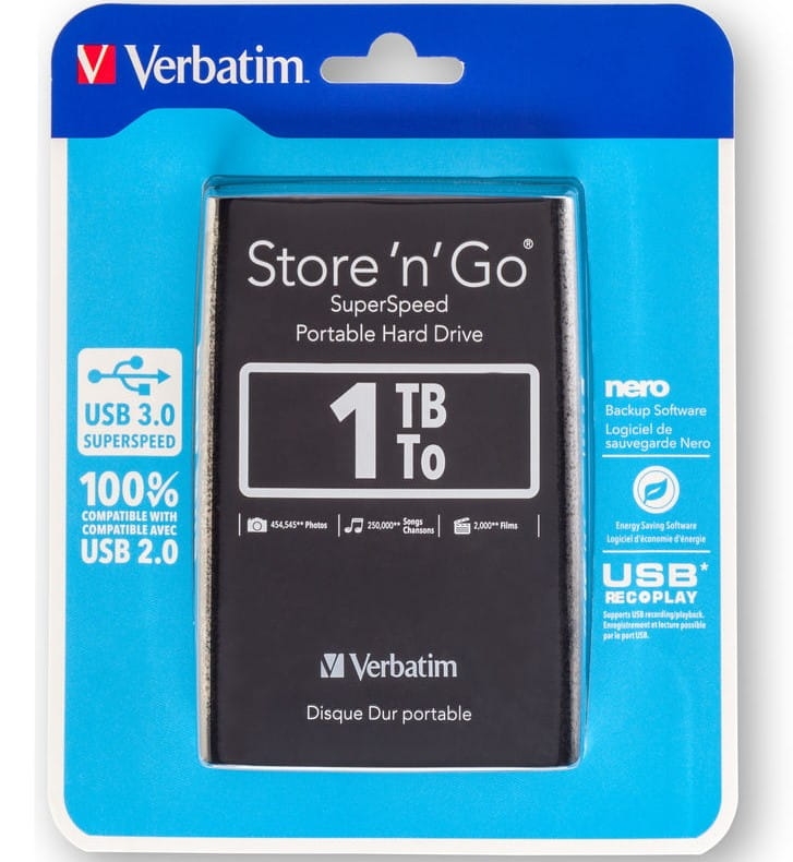 VERBATIM EXTERNAL HDD 1TB 2,5 USB 3.0 BLACK  53023