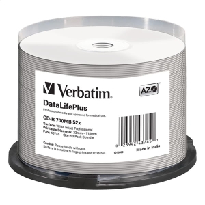 VERBATIM CD-R 700MB  52X AZO WIDE PRINTABLE NO ID CAKE*50 43745