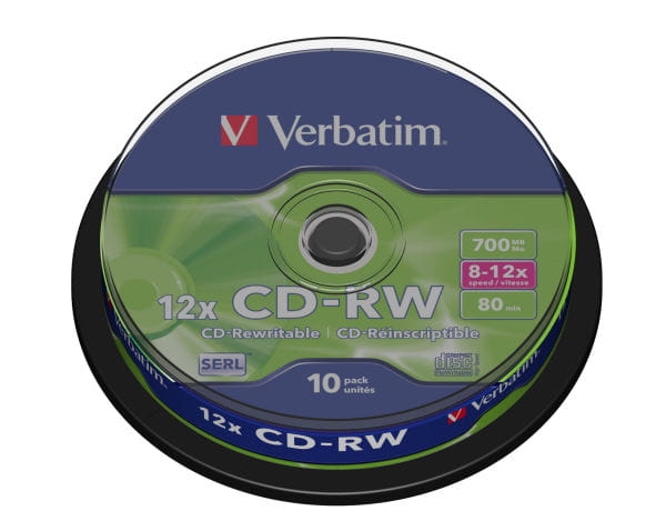 VERBATIM CD-RW 700MB 8-12X CAKE*10  43480