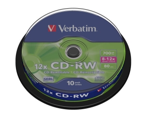 VERBATIM CD-RW 700MB 8-12X CAKE*10  43480