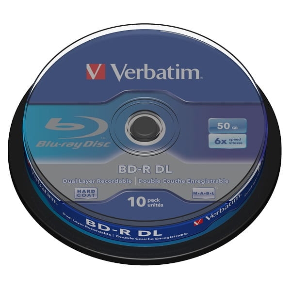 VERBATIM BD-R DL BLU-RAY 50GB 6X DOUBLE LAYER CAKE*10  43746