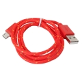 OMEGA REPTILE FABRIC BRAIDED MICRO USB TO USB CABLE 1M RED [42321]