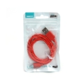 OMEGA REPTILE FABRIC BRAIDED MICRO USB TO USB CABLE 1M RED [42321]