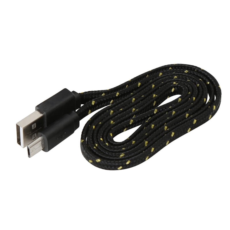 OMEGA CAMELEON FABRIC BRAIDED MICRO USB TO USB FLAT CABLE 1M BLACK [42324]