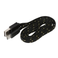 OMEGA CAMELEON FABRIC BRAIDED MICRO USB TO USB FLAT CABLE 1M BLACK [42324]