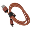 PLATINET ASPER USB LIGHTNING LEATHER CABLE 1M 2,4A BROWN [43298]