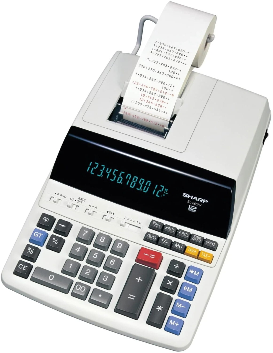 SHARP CALCULATOR PRINTER 12D TIME CLOCK CALENDAR EL2607V