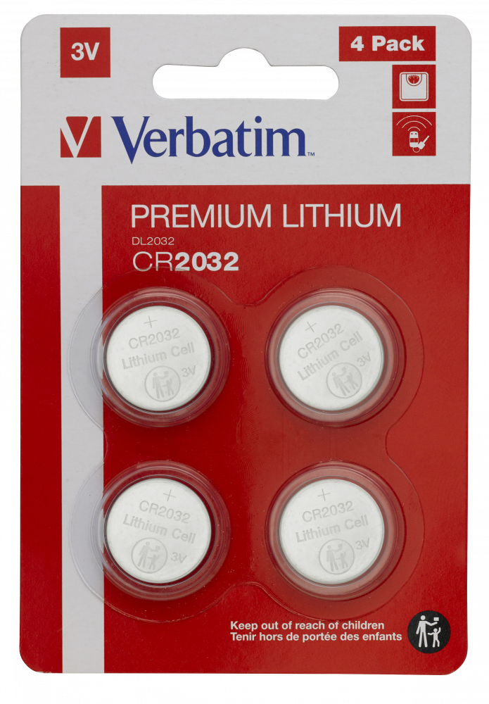 VERBATIM BATERIE LITHIUM CR2032 BLISTER*4  49533