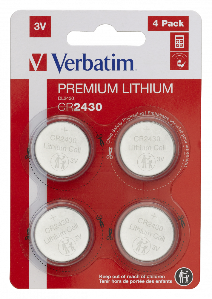 VERBATIM BATERIE LITHIUM CR2430 BLISTER*4  49534
