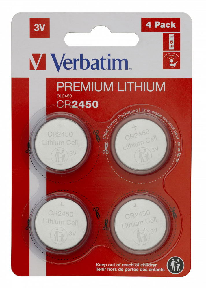 VERBATIM BATERIE LITHIUM CR2450 BLISTER*4  49535