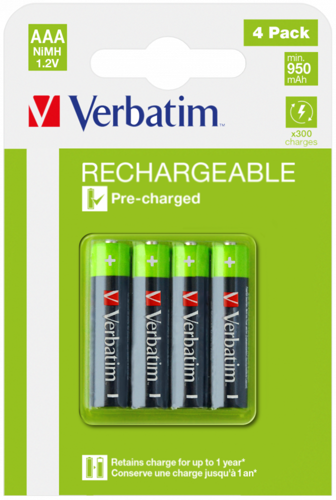 Verbatim Rechargeable Batteries HR3 950mAh blister x4 49514