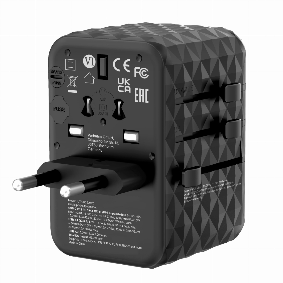 VERBATIM WALL CHARGER ŁADOWARKA ŚCIENNA GAN 65W 32120