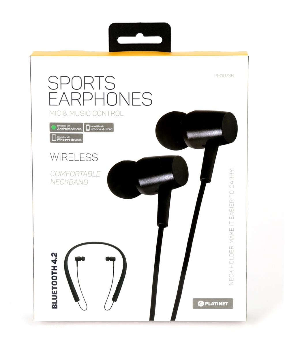 PLATINET IN-EAR BLUETOOTH V4.2 EARPHONES HOOP + MIC PM1073 BLACK [44476]