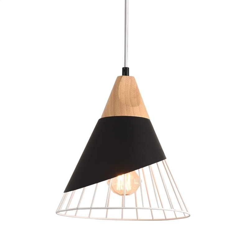 PLATINET PENDANT LAMP IRIS P150369 E27 METAL+WOOD BLACK 25x25 [44023]