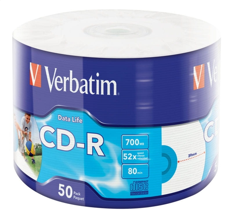 VERBATIM CD-R 700MB 52X PRINTABLE DATA LIFE SP*50  43794