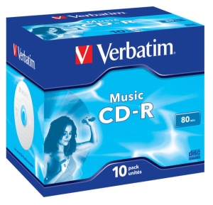 VERBATIM CD-R 80MIN MUSIC JEWEL CASE*10  43365