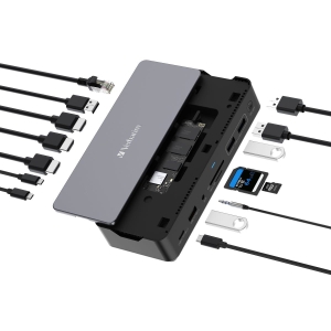 VERBATIM USB-C DOCKING STATION 15P w SSD slot USB-C GEN2 4x USB-A 2xHDMI 8K DP RJ45 CDS-15S 32173