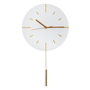 PLATINET ROUND WALL CLOCK LARK WHITE, silent mechanism, stylish pendulum [45961]
