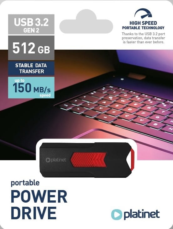 PLATINET PORTABLE POWER DRIVE USB 3.2 UP TO 150MB/s 512GB BLACK [46156]