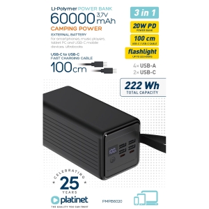 PLATINET POWER BANK 60000 mAh 20W PD [46013]