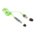 PLATINET INDIGO HORNET USB UNIVERSAL CABLE 2 IN 1: MICRO USB & LIGHTNING PLUGS GREEN 42872 EOL