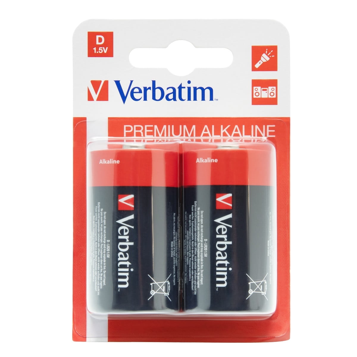 VERBATIM BATERIE ALKALICZNE LR20/D 1,5V BLISTER*2SZT  49923