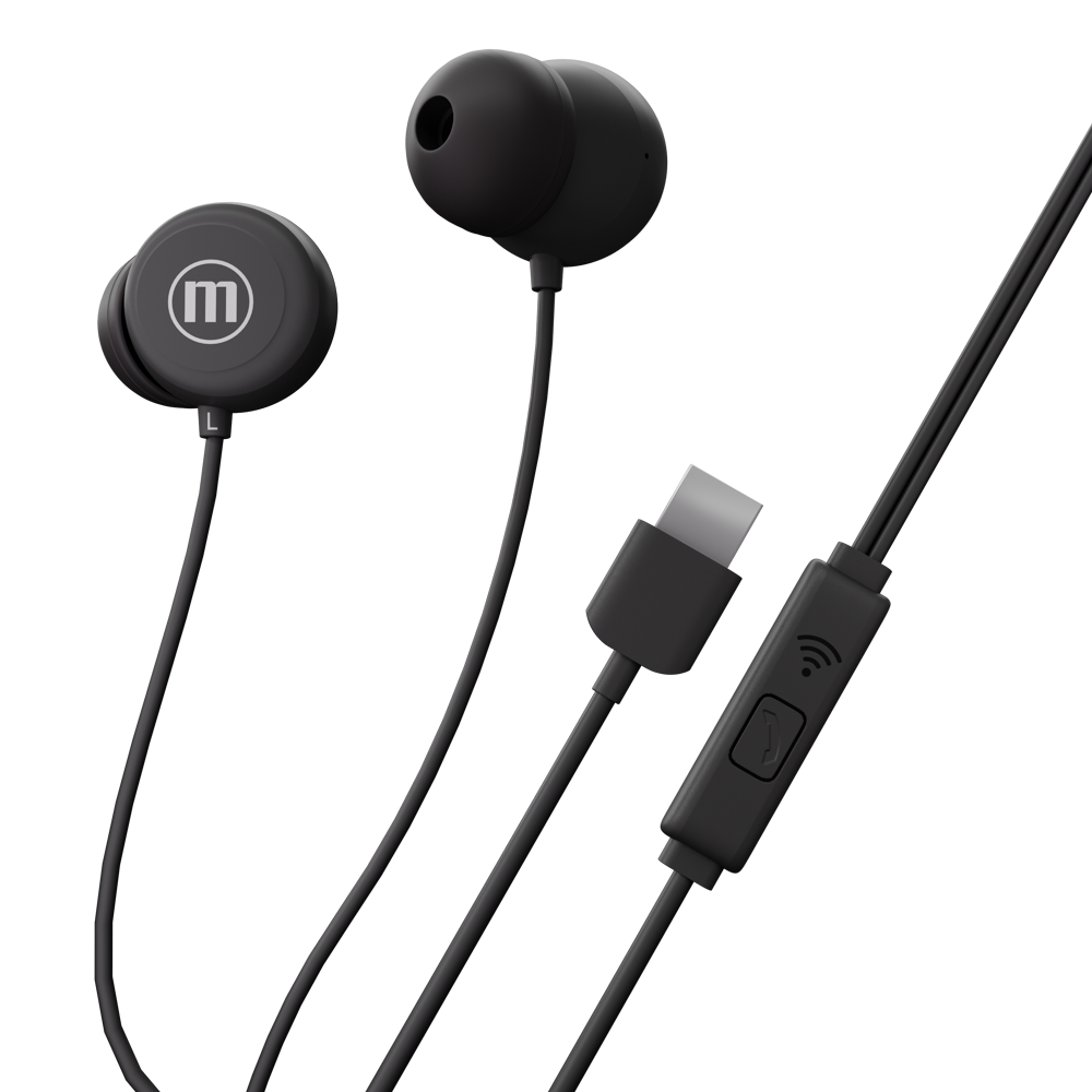 MAXELL USB-C IN EAR EAPHONES IN-BAX BLACK 348594