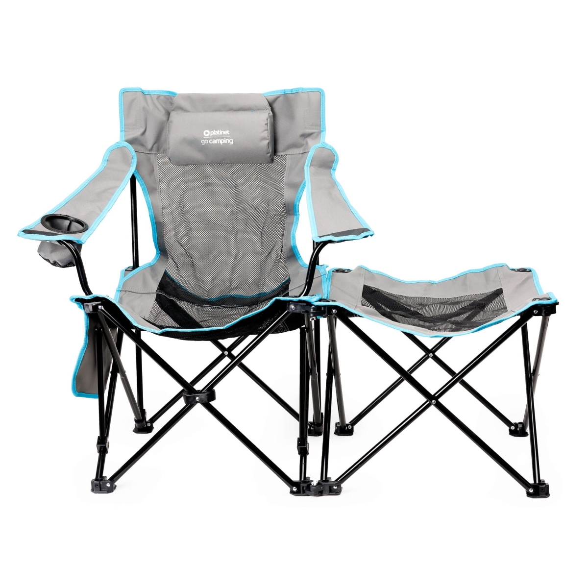 PLATINET CAMPING SET OF 2, 3 IN1 FOLDING TABLE/ FOOTREST + CHAIR  / LOUNGER ZESTAW CAMPINGOWY 3 W 1 STOLIK / PODNÓŻEK + KRZESŁO / LEŻAK BLACK BLUE [45907]