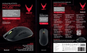 VARR MOUSE GAMING 6D 3200DPI WIRELESS + BLUETOOTH 2.4G BLACK