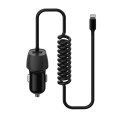 Ładowarka samochodowa z portem USB i spiralnym kablem Lightning