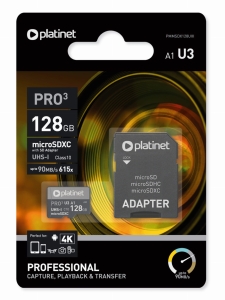 PLATINET microSDXC  SECURE DIGITAL + ADAPTER SD 128GB UIII UHS [42910]