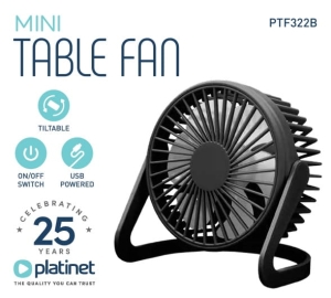 PLATINET TABLE FAN USB BLACK [46172]