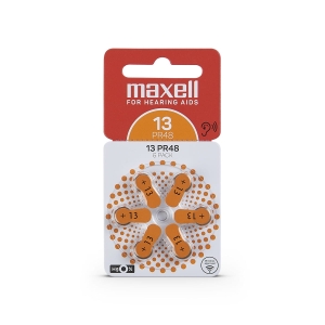 MAXELL BATTERY ZINK AIR PR48 (13) HEARING AID 6PK BLISTER 790419.00.EU