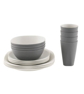 PLATINET CAMPING TABLEWARE SET 16 PCS 4  PERSON DINNER PLATE/BOWL/DESSERT PLATE/CUP  GREY