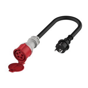 EV Adapter CEE 16A (blue, 1-phase, male) to CEE 32A (red, 3-phase, female)