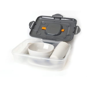 PLATINET CAMPING TABLEWARE PICNIC SET IN BOX 26 PCS 4 X PLATE + BOWL + CUP +  CUTLERY [46261]