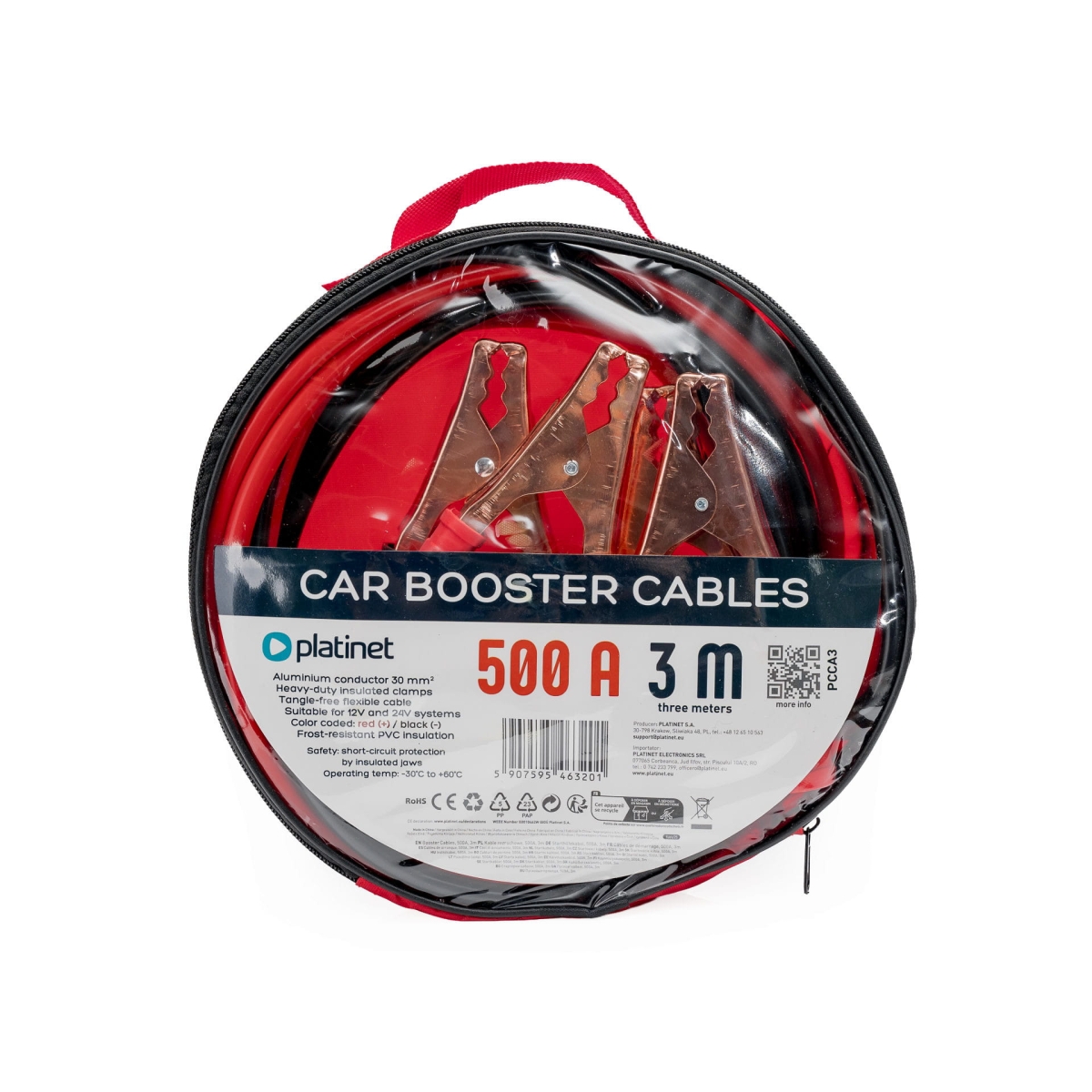 PLATINET CAR STARTING CABLE KABLE ROZRUCHOWE DO SAMOCHODU 3M 500A