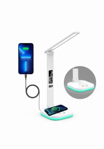 PLATINED LED DESK LAMP RGB WIRELESS CHARGING WHITE [46218]