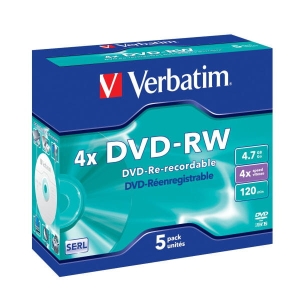 VERBATIM DVD-RW 4,7GB 4X JEWEL CASE*5  43285