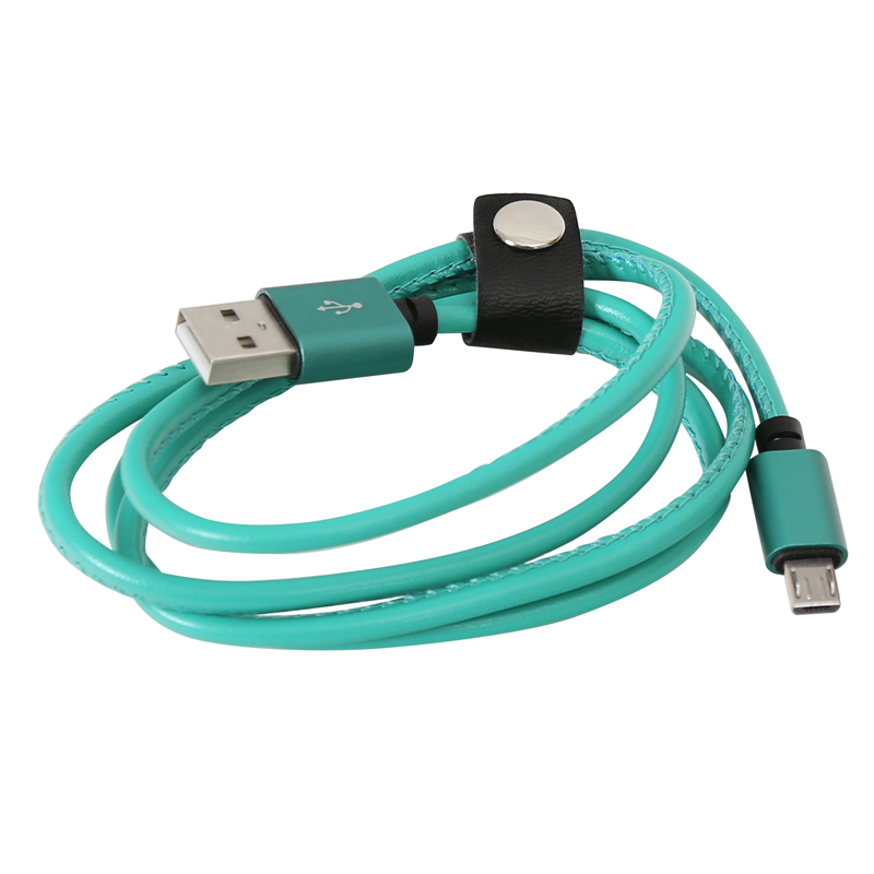 Kabel USB-microUSB PLATINET Hera skórzany 2,4A 1 m zielony