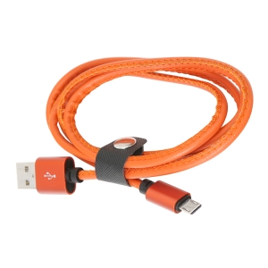 PLATINET MICRO USB TO USB LEATHER CABLE 1M 2,4A ORANGE