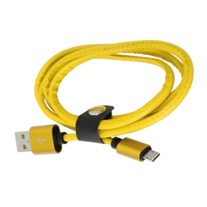 PLATINET MICRO USB TO USB LEATHER CABLE 1M 2,4A YELLOW
