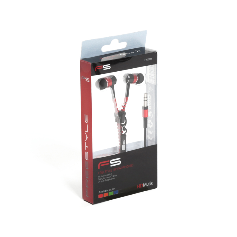 FREESTYLE ZIP EARPHONES + MIC FH2111 RED [41802]